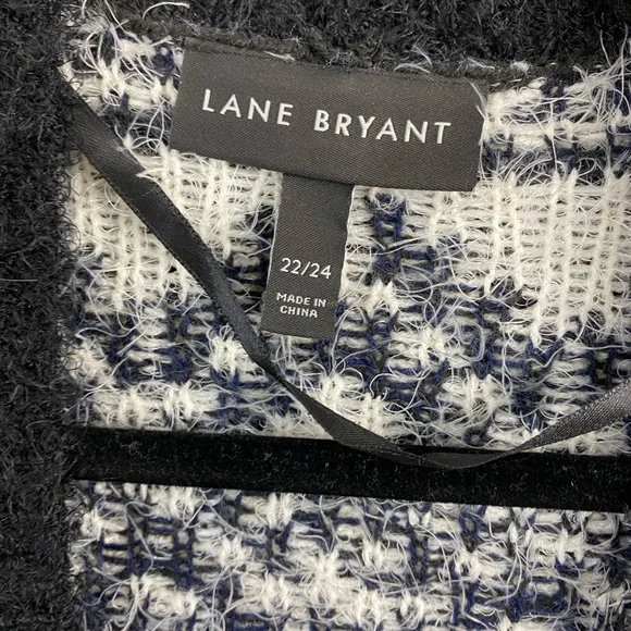 Lane Bryant Knit Open front Sweater Cardigan Blue black Aztec Boho Plus 22/ 24 - Picture 8 of 10